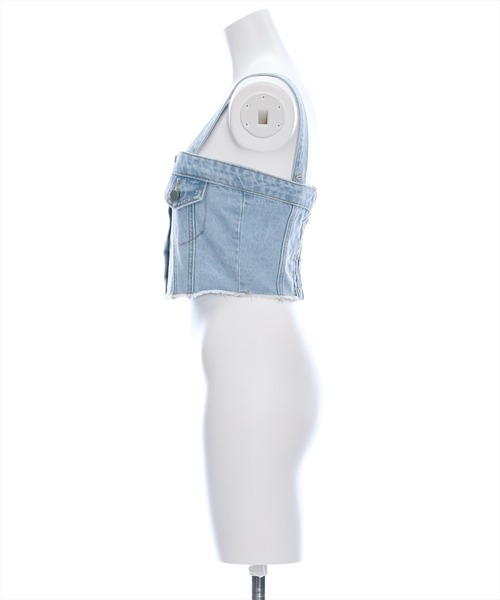 clear（クリア）の「デニムビスチェ［肩紐取り外し可 大人 カジュアル］≪再入荷≫（ベスト・レディース・ライトブルー/ブラック・F）」の8枚目の写真