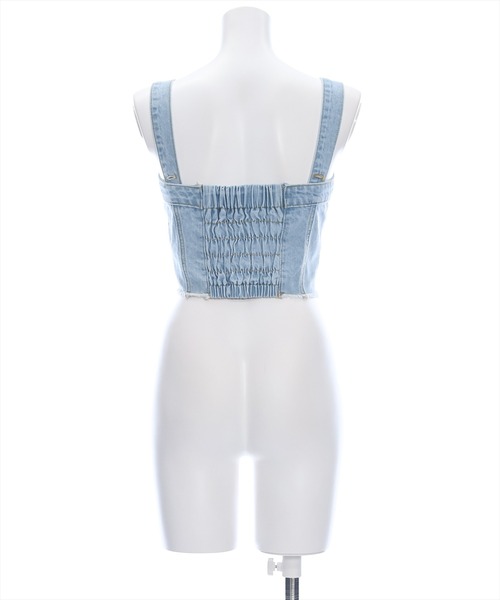clear（クリア）の「デニムビスチェ［肩紐取り外し可 大人 カジュアル］≪再入荷≫（ベスト・レディース・ライトブルー/ブラック・F）」の6枚目の写真