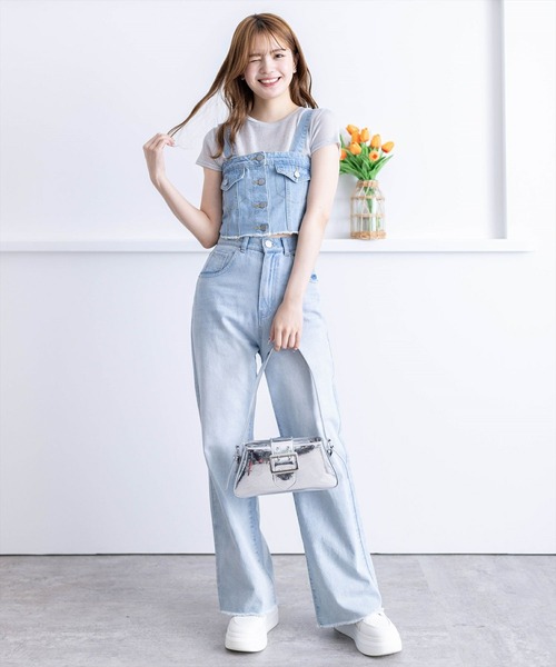 clear（クリア）の「デニムビスチェ［肩紐取り外し可 大人 カジュアル］≪再入荷≫（ベスト・レディース・ライトブルー/ブラック・F）」の16枚目の写真