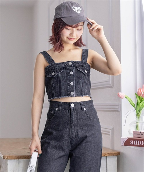 clear（クリア）の「デニムビスチェ［肩紐取り外し可 大人 カジュアル］≪再入荷≫（ベスト・レディース・ライトブルー/ブラック・F）」の17枚目の写真