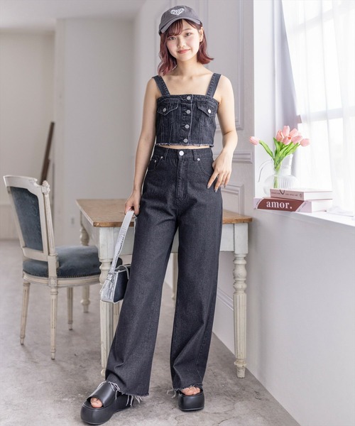 clear（クリア）の「デニムビスチェ［肩紐取り外し可 大人 カジュアル］≪再入荷≫（ベスト・レディース・ライトブルー/ブラック・F）」の18枚目の写真