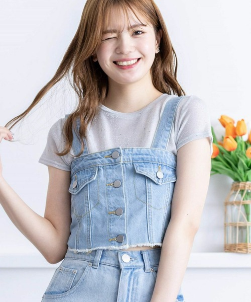 clear（クリア）の「デニムビスチェ［肩紐取り外し可 大人 カジュアル］≪再入荷≫（ベスト・レディース・ライトブルー/ブラック・F）」の21枚目の写真