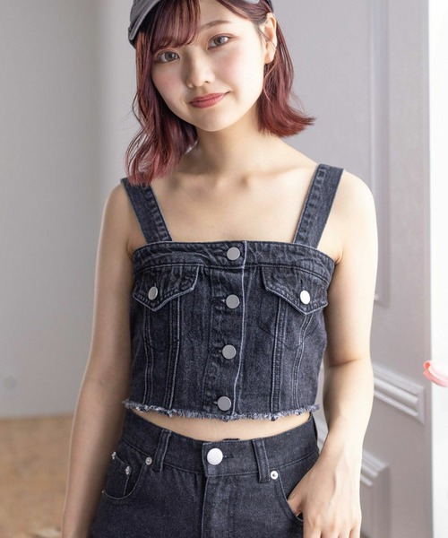 clear（クリア）の「デニムビスチェ［肩紐取り外し可 大人 カジュアル］≪再入荷≫（ベスト・レディース・ライトブルー/ブラック・F）」の22枚目の写真