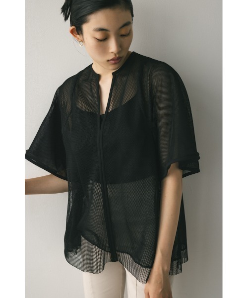 【セール】パイピングメッシュトップ（Tシャツ/カットソー）｜STYLEMIXER（スタイルミキサー）