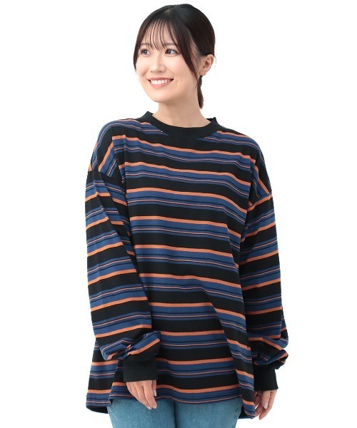 チチカカ(チチカカ)の「マルチボーダーロングTシャツ【ユニセックス】(Tシャツ/カットソー・メンズ・グレー/ブラック/ブラウン・FREE)」の7枚目の写真