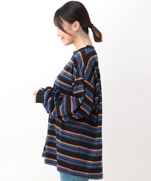 チチカカ(チチカカ)の「マルチボーダーロングTシャツ【ユニセックス】(Tシャツ/カットソー・メンズ・グレー/ブラック/ブラウン・FREE)」の10枚目の写真