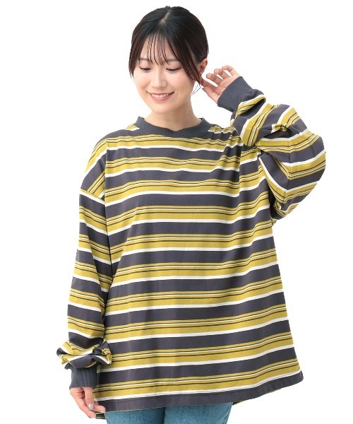 チチカカ(チチカカ)の「マルチボーダーロングTシャツ【ユニセックス】(Tシャツ/カットソー・メンズ・グレー/ブラック/ブラウン・FREE)」の8枚目の写真
