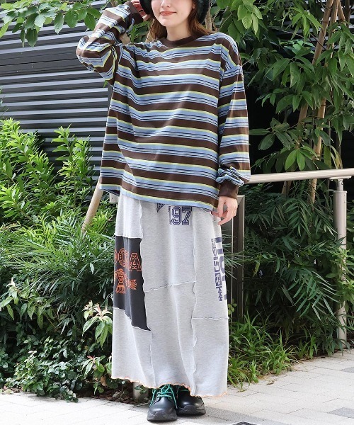 チチカカ(チチカカ)の「マルチボーダーロングTシャツ【ユニセックス】(Tシャツ/カットソー・メンズ・グレー/ブラック/ブラウン・FREE)」の21枚目の写真