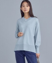 セミウーステッド Vネックニットプルオーバー