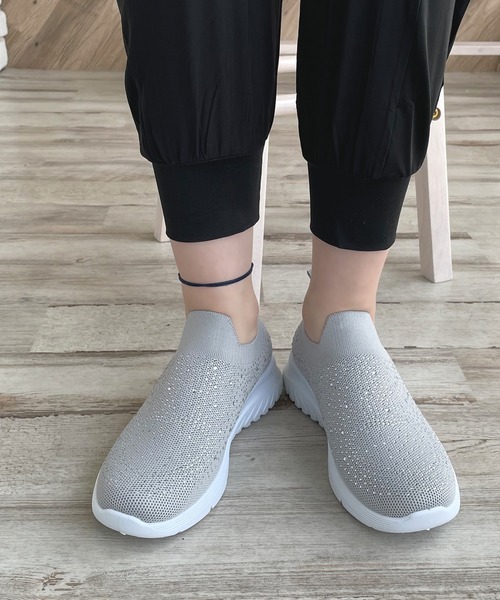 LUGG NAGG(ラグナグ)の「【addottona】【軽量】メッシュ伸縮ラメスリッポン(スニーカー・レディース・ブラック/グレー/ホワイト/ネイビー/レオパード・22.5cm/23.0cm/23.5cm/24.0cm/24.5cm)」の10枚目の写真