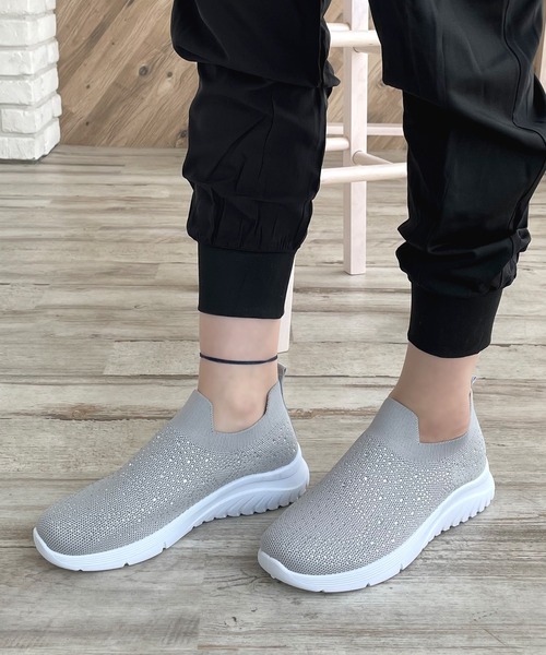 LUGG NAGG(ラグナグ)の「【addottona】【軽量】メッシュ伸縮ラメスリッポン(スニーカー・レディース・ブラック/グレー/ホワイト/ネイビー/レオパード・22.5cm/23.0cm/23.5cm/24.0cm/24.5cm)」の12枚目の写真