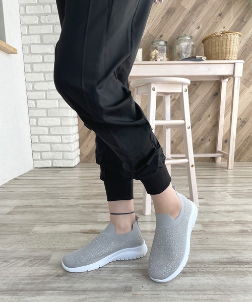 LUGG NAGG(ラグナグ)の「【addottona】【軽量】メッシュ伸縮ラメスリッポン(スニーカー・レディース・ブラック/グレー/ホワイト/ネイビー/レオパード・22.5cm/23.0cm/23.5cm/24.0cm/24.5cm)」の13枚目の写真