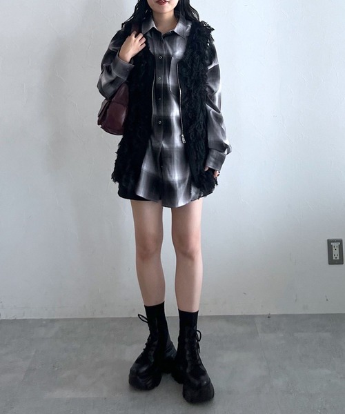 PAGEBOY（ページボーイ）の「フェザーループZIPニット（ニット/セーター・レディース・グレー/アイボリー/ブラック・FREE）」の12枚目の写真