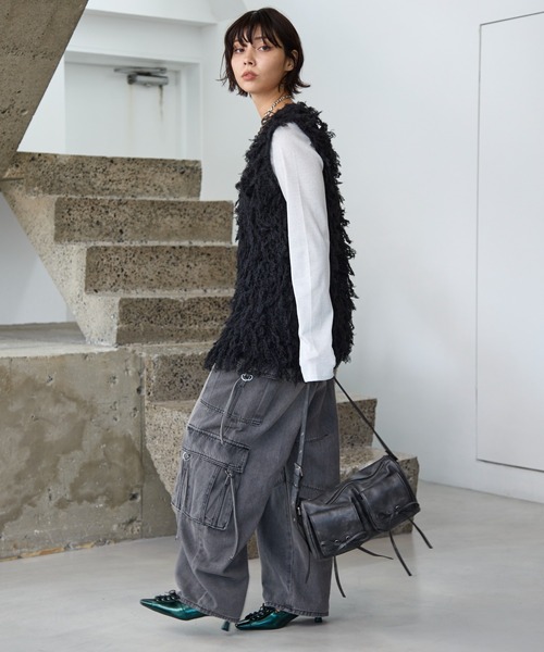 PAGEBOY（ページボーイ）の「フェザーループZIPニット（ニット/セーター・レディース・グレー/アイボリー/ブラック・FREE）」の15枚目の写真