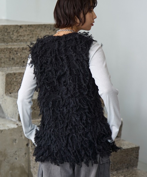 PAGEBOY（ページボーイ）の「フェザーループZIPニット（ニット/セーター・レディース・グレー/アイボリー/ブラック・FREE）」の22枚目の写真