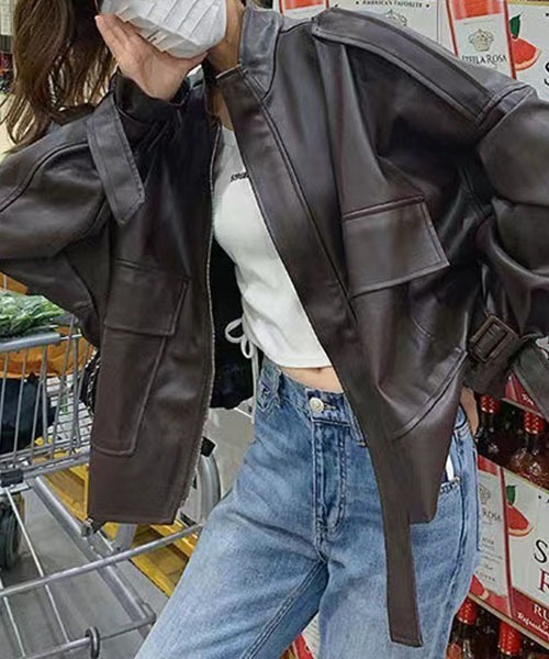 gossip!ロサンゼルス(ゴシップロサンゼルス)の「合成皮革ジャケット/ブルゾン(ライダースジャケット・レディース・ブラック/ブラウン・L/M)」の15枚目の写真