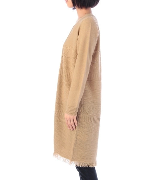 SHOO・LA・RUE（シューラルー）の「地柄ボーダーバルキーロングニットカーディガン（カーディガン/ボレロ・レディース・ベージュ/グリーン/ブルー・03/02）」の4枚目の写真