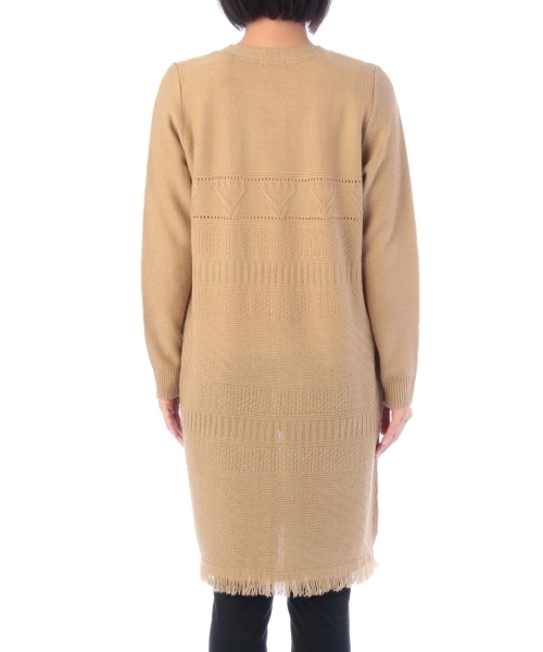 SHOO・LA・RUE（シューラルー）の「地柄ボーダーバルキーロングニットカーディガン（カーディガン/ボレロ・レディース・ベージュ/グリーン/ブルー・03/02）」の5枚目の写真