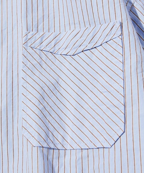 HINSON（ヒンソン）の「HINSON/ヒンソン レギュラーカラー ブロード ロングスリーブシャツ/ストライプ/リラックスフィット（シャツ/ブラウス・メンズ・サックスブルー系/ブルー系/オフホワイト/ブラック・MEDIUM/LARGE）」の6枚目の写真