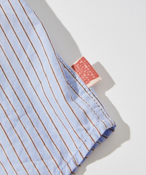 HINSON（ヒンソン）の「HINSON/ヒンソン レギュラーカラー ブロード ロングスリーブシャツ/ストライプ/リラックスフィット（シャツ/ブラウス・メンズ・サックスブルー系/ブルー系/オフホワイト/ブラック・MEDIUM/LARGE）」の9枚目の写真