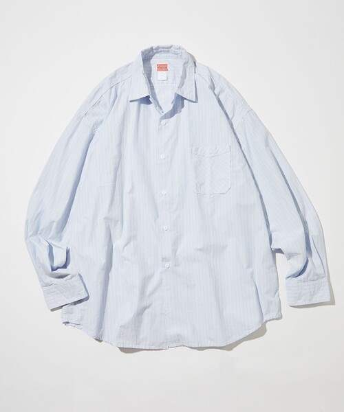 HINSON（ヒンソン）の「HINSON/ヒンソン レギュラーカラー ブロード ロングスリーブシャツ/ストライプ/リラックスフィット（シャツ/ブラウス・メンズ・サックスブルー系/ブルー系/オフホワイト/ブラック・MEDIUM/LARGE）」の11枚目の写真