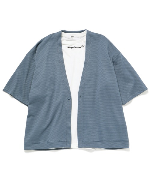 JUNRED（ジュンレッド）の「j.n.r.d/5分袖カノコアンサンブルカーディガン（アンサンブル・メンズ・ネイビー/サックスブルー/グレー・L/LL/M）」の3枚目の写真