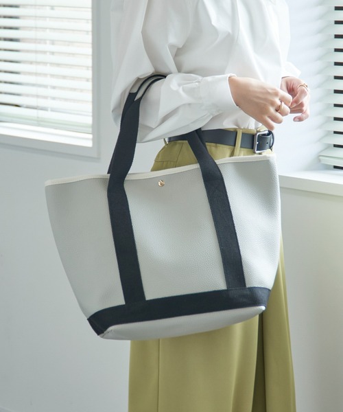 美品✨マザーハウス トートバッグ レザー シボ革 ステッチ ネイビー A4収納可 美品✨マザーハウス トートバッグ レザー シボ革 ステッチ