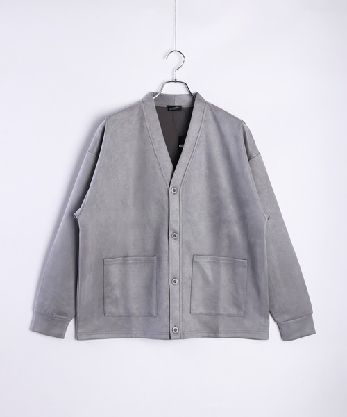 サカイ　長袖カーディガン　Vネック　無地　ポケット　カシミヤ混　グレー　38 フェイクスエード 無地 長袖カーディガン Vネック ポケット付