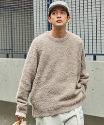 ウールミックスビッグシルエットラグランスリーブシャギーニット / 帯電防止・抗菌防臭【THE CRAFT CREW PRODUCTS】グレイッシュベージュ