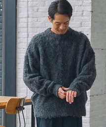 ウールミックスビッグシルエットラグランスリーブシャギーニット / 帯電防止・抗菌防臭【THE CRAFT CREW PRODUCTS】ダークグレー