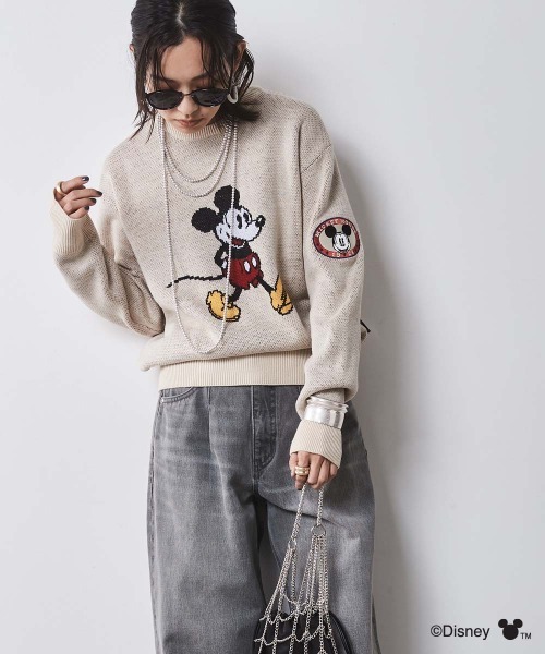 セール】ミッキーマウス/ジャガードニットプルオーバー ＜大きいサイズ