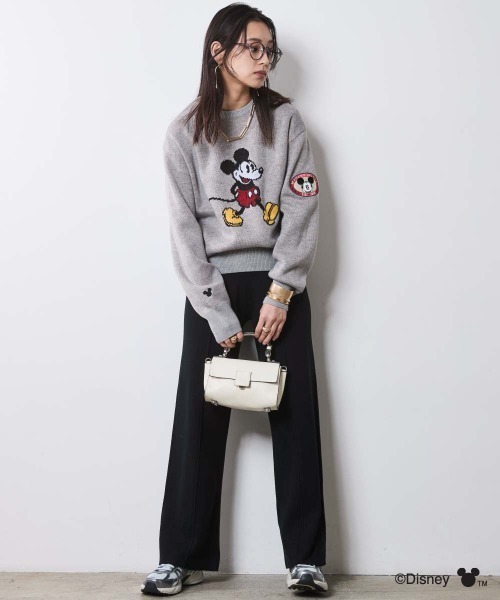 ミッキーマウス/ジャガードニットプルオーバー ＜大きいサイズ有