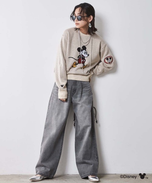 V12 ミッキー　ニット　トレーナー　秋冬用　Lサイズ　グレー V12 ミッキー ニット トレーナー 秋冬用 Lサイズ グレー V12