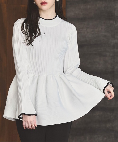 セール】洗える ｜ スポンディッシュ ボリューム ぺプラム ニット