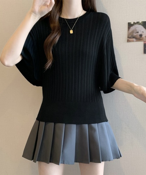 Miniministore(ミニミニストア)の「フレアースリーブニットトップスレディース(ニット/セーター・レディース・ホワイト/アイボリー/ブラック・FREE)」の3枚目の写真