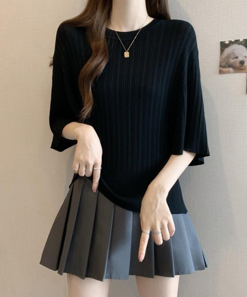 Miniministore(ミニミニストア)の「フレアースリーブニットトップスレディース(ニット/セーター・レディース・ホワイト/アイボリー/ブラック・FREE)」の7枚目の写真