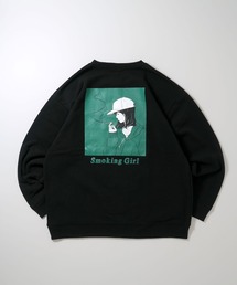back print illustration sweat shirt/バックプリント イラスト スウェットシャツ