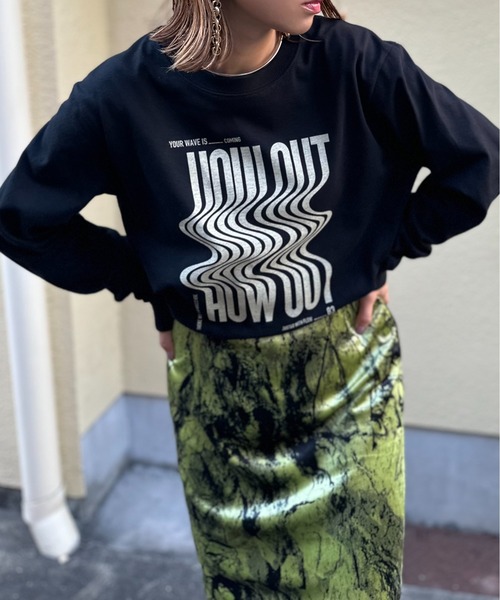 mi via loca（ミヴィアロカ）の「【United Athle】ウェーブ柄 HOW OUTロゴロンT 　【PT NO. MVL051 ※2A】（Tシャツ/カットソー・レディース・ホワイト/ベージュ/イエロー/ブラック・X-LARGE/MEDIUM）」の14枚目の写真