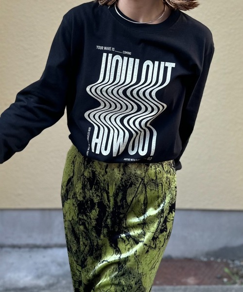 mi via loca（ミヴィアロカ）の「【United Athle】ウェーブ柄 HOW OUTロゴロンT 　【PT NO. MVL051 ※2A】（Tシャツ/カットソー・レディース・ホワイト/ベージュ/イエロー/ブラック・X-LARGE/MEDIUM）」の10枚目の写真