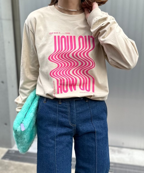 mi via loca（ミヴィアロカ）の「【United Athle】ウェーブ柄 HOW OUTロゴロンT 　【PT NO. MVL051 ※2A】（Tシャツ/カットソー・レディース・ホワイト/ベージュ/イエロー/ブラック・X-LARGE/MEDIUM）」の16枚目の写真