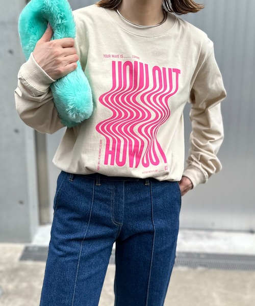 mi via loca（ミヴィアロカ）の「【United Athle】ウェーブ柄 HOW OUTロゴロンT 　【PT NO. MVL051 ※2A】（Tシャツ/カットソー・レディース・ホワイト/ベージュ/イエロー/ブラック・X-LARGE/MEDIUM）」の17枚目の写真