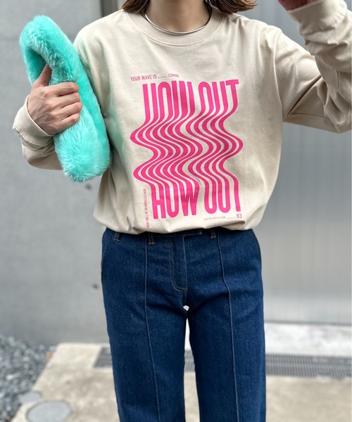 mi via loca（ミヴィアロカ）の「【United Athle】ウェーブ柄 HOW OUTロゴロンT 　【PT NO. MVL051 ※2A】（Tシャツ/カットソー・レディース・ホワイト/ベージュ/イエロー/ブラック・X-LARGE/MEDIUM）」の18枚目の写真