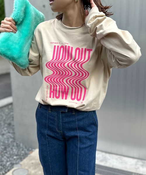 mi via loca（ミヴィアロカ）の「【United Athle】ウェーブ柄 HOW OUTロゴロンT 　【PT NO. MVL051 ※2A】（Tシャツ/カットソー・レディース・ホワイト/ベージュ/イエロー/ブラック・X-LARGE/MEDIUM）」の21枚目の写真