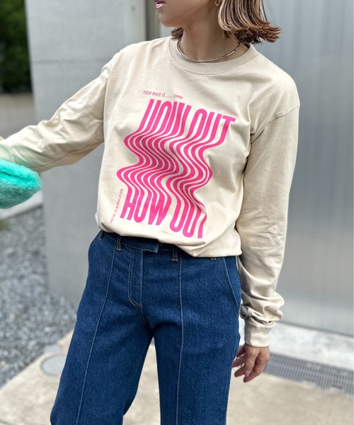 mi via loca（ミヴィアロカ）の「【United Athle】ウェーブ柄 HOW OUTロゴロンT 　【PT NO. MVL051 ※2A】（Tシャツ/カットソー・レディース・ホワイト/ベージュ/イエロー/ブラック・X-LARGE/MEDIUM）」の22枚目の写真