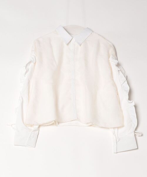 terrace(テラス)の「ドロストフリルスリーブシャツ(シャツ/ブラウス・レディース・グレイッシュベージュ/ブラック/オフホワイト・MEDIUM)」の5枚目の写真