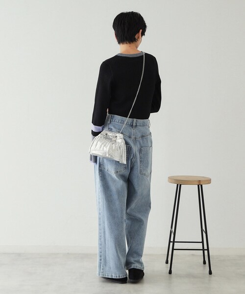 OPAQUE.CLIP（オペークドットクリップ）の「◆【2WAY】メタルメッシュフリルミニショルダーバッグ（ショルダーバッグ・レディース・ゴールド/シルバー系その他/ブラック/シルバー・00）」の6枚目の写真