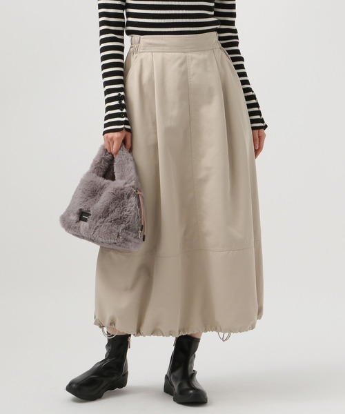 BAYFLOW（ベイフロー）の「[フレアとバルーンにシルエット変更可能]2WAYフレアスカート（スカート・レディース・ベージュ/ネイビー・FREE）」の5枚目の写真