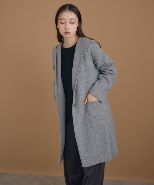 ROLIAT ロリエット　ノーカラージャケット　グレー　ウール　カシミヤ　韓国 ROLIAT ロリエット ノーカラージャケット グレー ウール カシミヤ 韓国