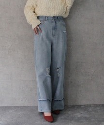 FUGA ダメージ加工 グレー ブーツカットデニム 46 FUGA ダメージ加工 グレー ブーツカットデニム 46 ヴィンテージブーツ