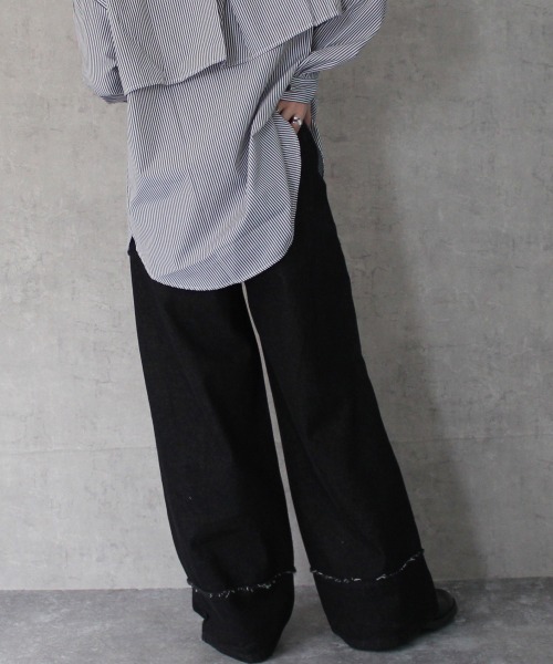 SELECT LEVERY(セレクトリベリー)の「クラッシュダメージ加工リメイク風デニムワイドパンツ(デニムパンツ・レディース・ライトグレー/ライトブルー/ホワイト/ブラック系その他・X-LARGE/LARGE/MEDIUM/SMALL)」の17枚目の写真